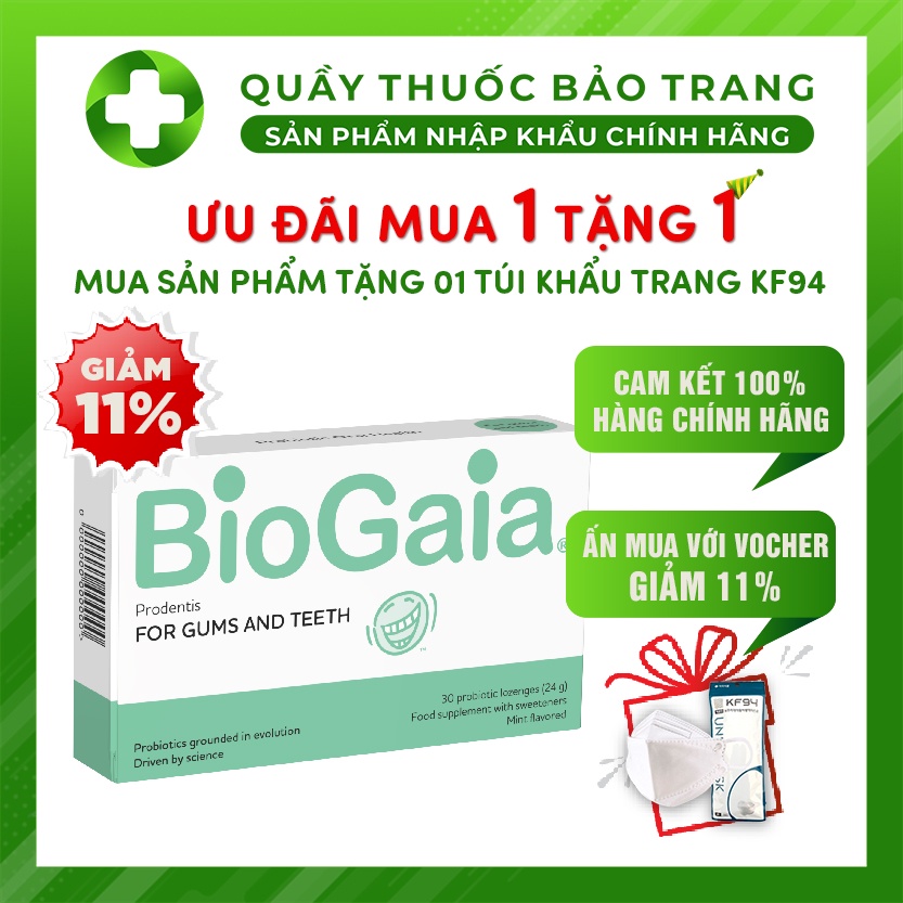 Viên ngậm men vi sinh nha khoa BioGaia ProDentis - Cân bằng khoang miệng, loại bỏ vi khuẩn, mảng bám