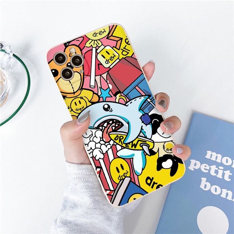 Ốp lưng iphone Drew Toy bóng cạnh vuông 6/6plus/6s/6splus/7/7plus/8/8plus/x/xr/xs/11/12/13/pro/max/plus/promax
