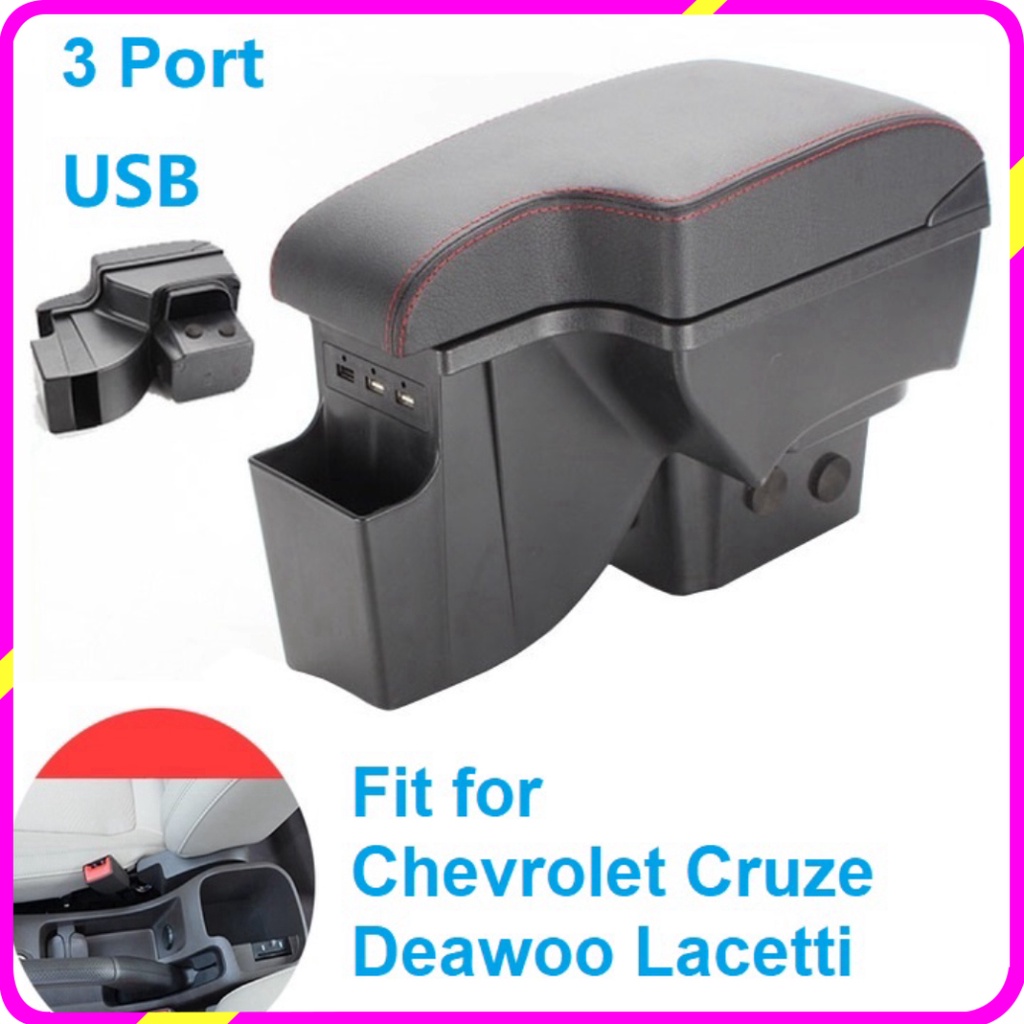 Hộp tỳ tay, đệm tỳ tay lắp cho xe Chevrolet Cruze và Deawoo Lacetti dạng khối tích hợp 3 cổn