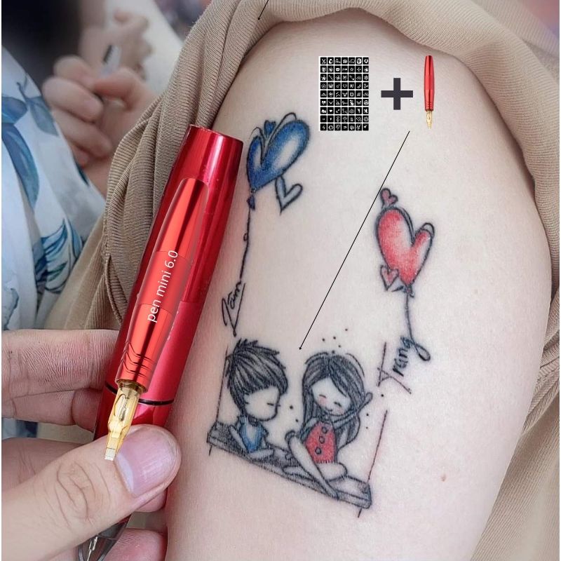 Máy Pen 5 0 plus phun xăm môi mini hai đầu xăm hình