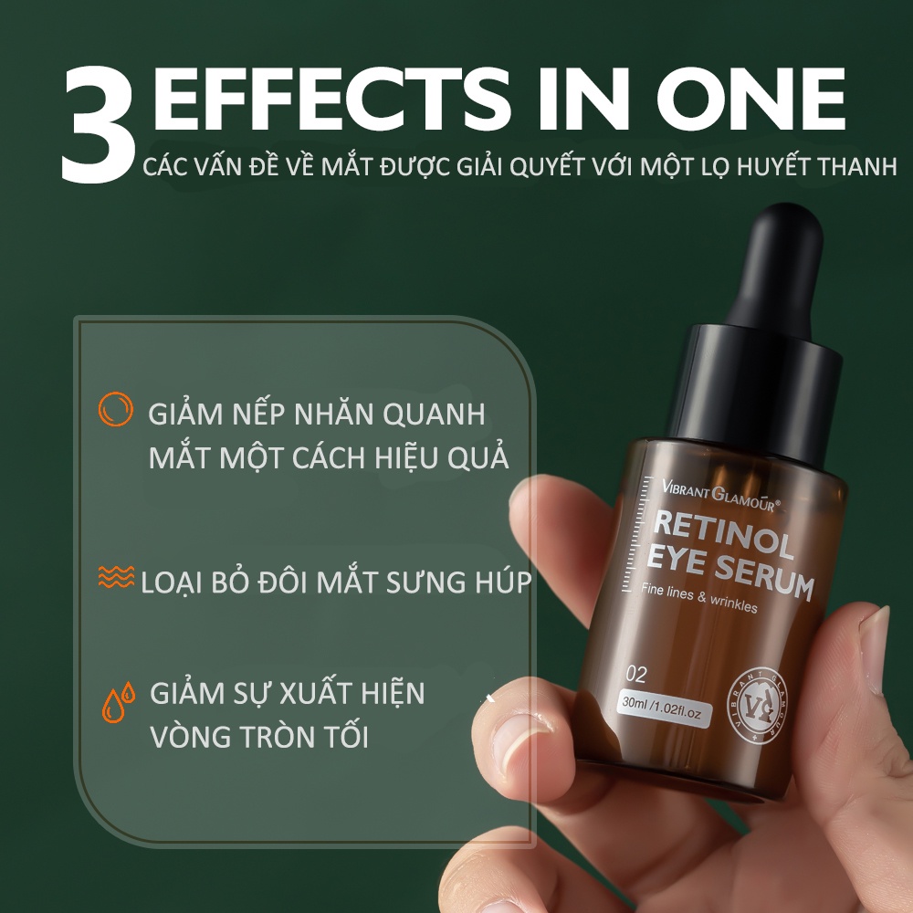 Serum dưỡng da mắt VIBRANT GLAMOUR retinol loại bỏ quầng thâm nếp nhăn bọng mắt chống lão hóa nâng cơ dưỡng ẩm