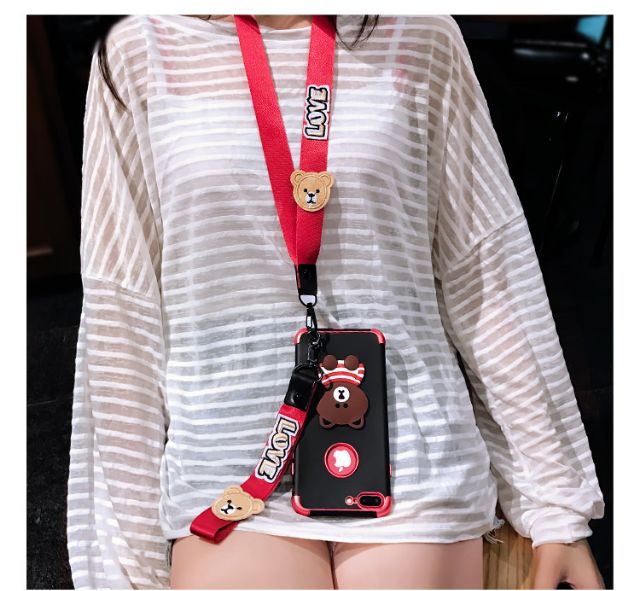 Ốp iPhone hình gấu kèm 2 dây ngắn và dài | BigBuy360 - bigbuy360.vn