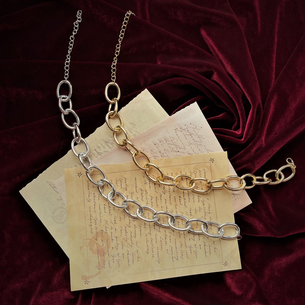 Vòng cổ xích bản to titan cá tính - dây chuyền kim loại phụ kiện trang sức cho nam và nữ Hades.js