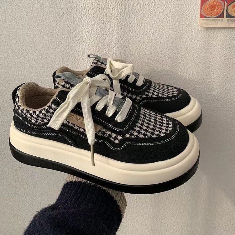 Giày Thể Thao Nữ Đế Cao Hoạ Tiết Houndstooth Đế Bánh Mì Tăng Chiều Cao FLOWER G23 - nguyentrang239