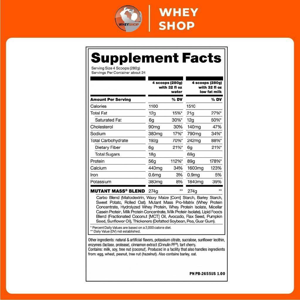 Sữa dinh dưỡng tăng cân Mutant Mass 5Lbs  - WHEYSHOP