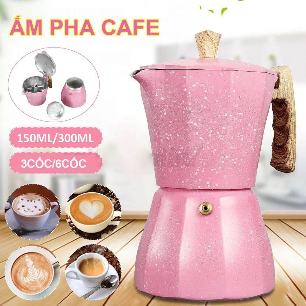 Bình Pha Cà Phê Mocha Espresso Máy Pha Cà Phê Cầm Tay Nồi Hơi Cầm Tay 150/300ml