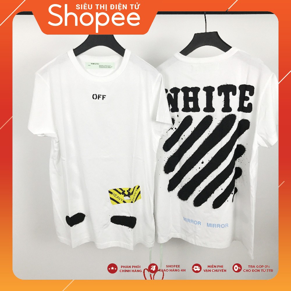 Áo Thun Tay Lỡ Off-White Màu Trắng Áo thun unisex đẹp form rộng overssize | BeWay - Áo ngắn tay không cổ