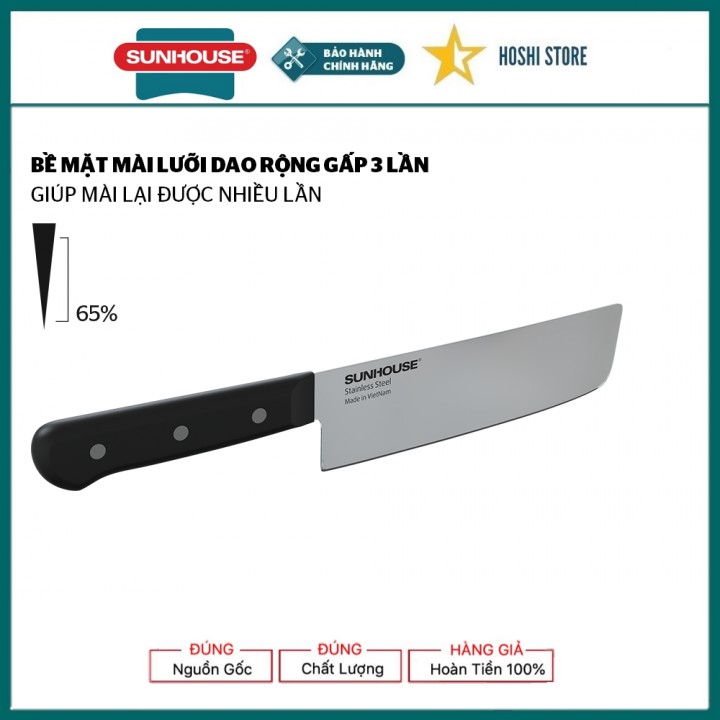 Dao thái xuất Nhật siêu sắc đa năng SUNHOUSE KS-KN165SS Dài 29.2 cm, chất lượng Nhật Bản, lưỡi dao sắc bén