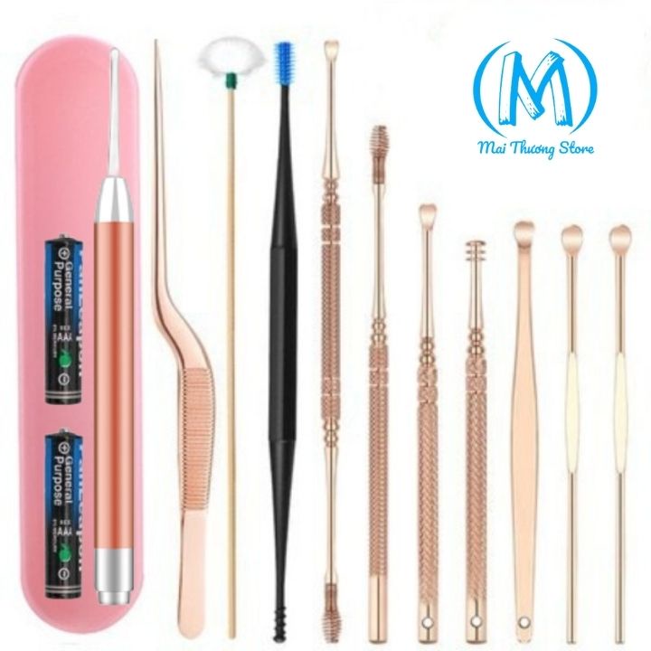 Bộ Lấy Ráy Tai 4 - 11Món Có Đèn Soi Cho Bé Và Gia Đình