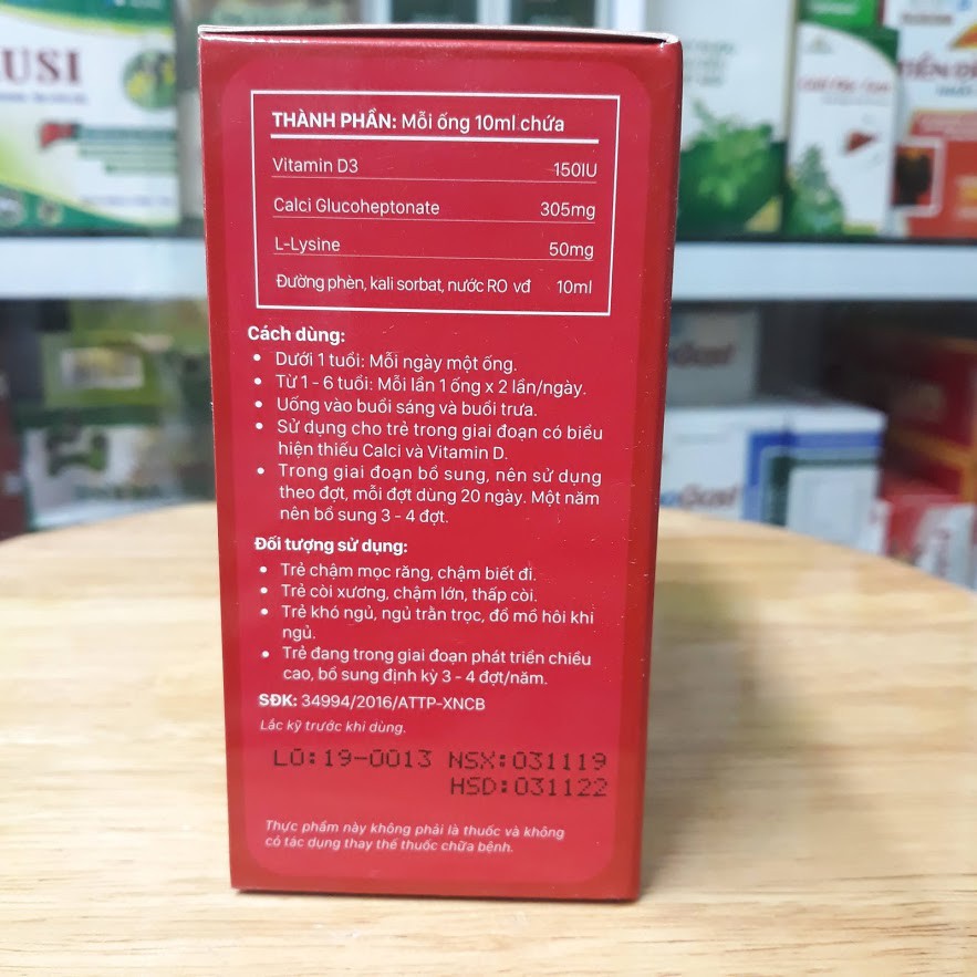 Siro Calci - D Ích Nhi Nam Dược (Hộp 20 ống) [Canxi, Canci, vitamin D3]