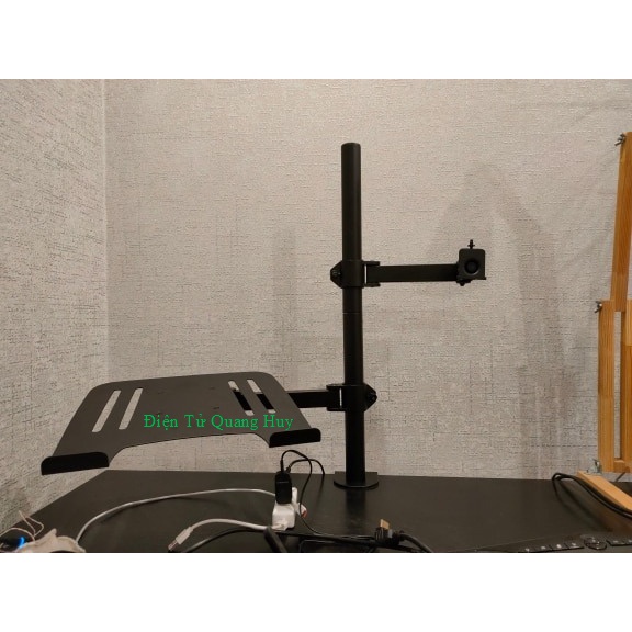 Giá Treo Màn Hình 17-32 Inch Kèm Giá Đỡ Laptop M076/ M077 / Tải Trọng 8Kg - Tay 38 Cm - Lắp Đặt Kẹp Bàn