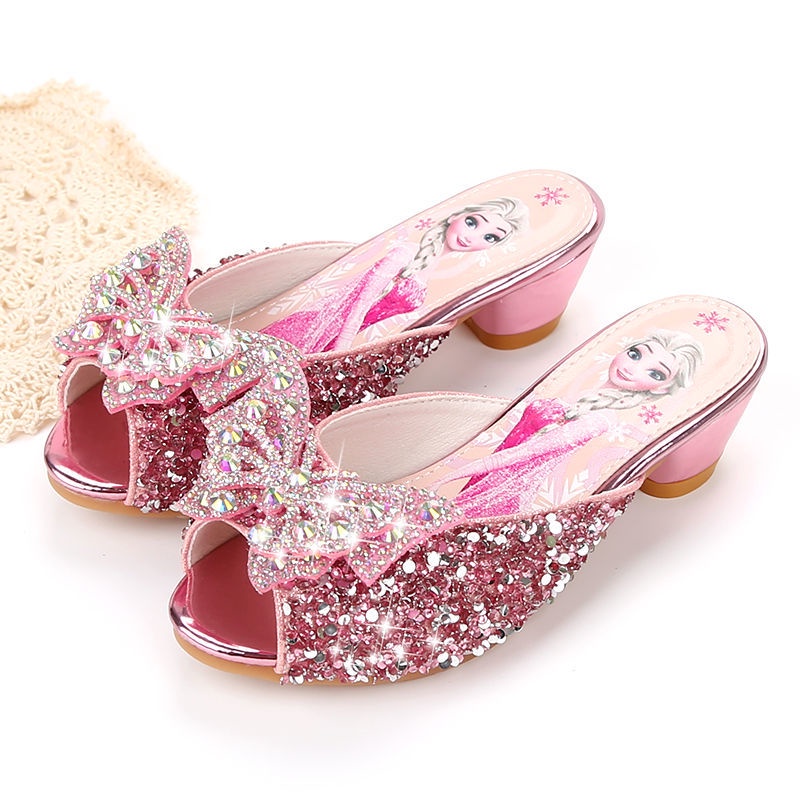Công chúa thắt nơ Elsa Dép sục cho bé gái họa tiết hoạt hình đáng yêu siêu nhẹ chống trơn trượt dép trẻ em 1-10 tuổi Thời trang Dép lê