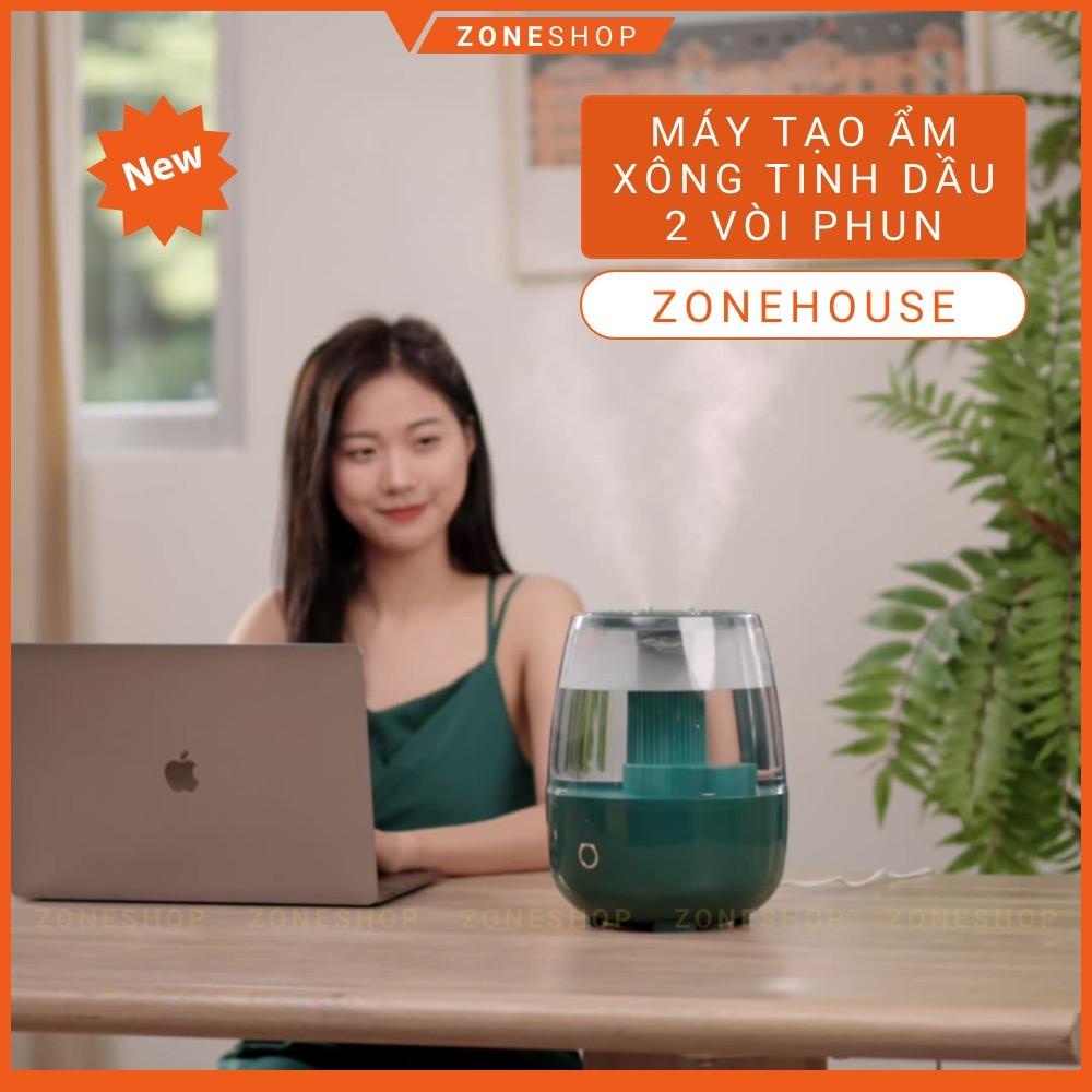 Máy xông tinh dầu tạo ẩm hoa quả ZONEHOUSE vòi phun kép mạnh mẽ, xông xả chanh, trái cây, tạo ion thơm phòng [ZONESHOP]