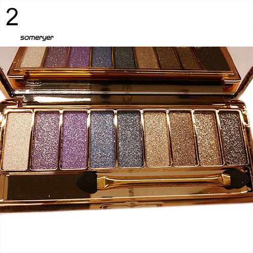Bảng phấn mắt 9 màu nhũ kim tuyến có cọ trang điểm