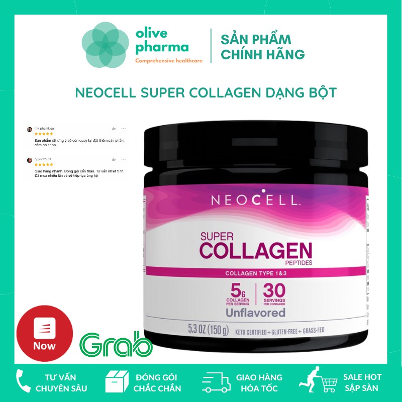 NEOCELL SUPER COLLAGEN dạng bột Type 1 & 3 Mẫu Mới Mỹ chuẩn USA - Đẹp Da Căng Bóng Mịn