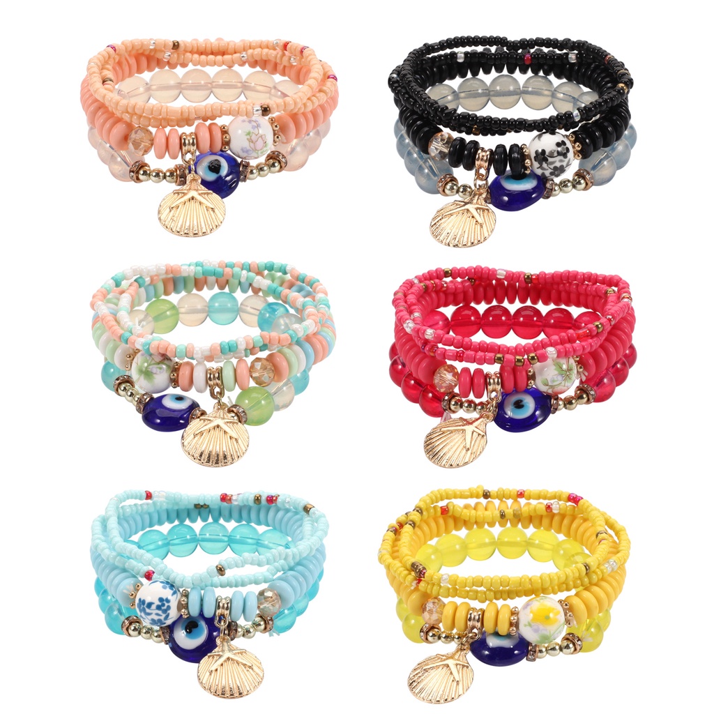 Set 4 vòng đeo tay chuỗi hạt Gmai co giãn thời trang cho nữ