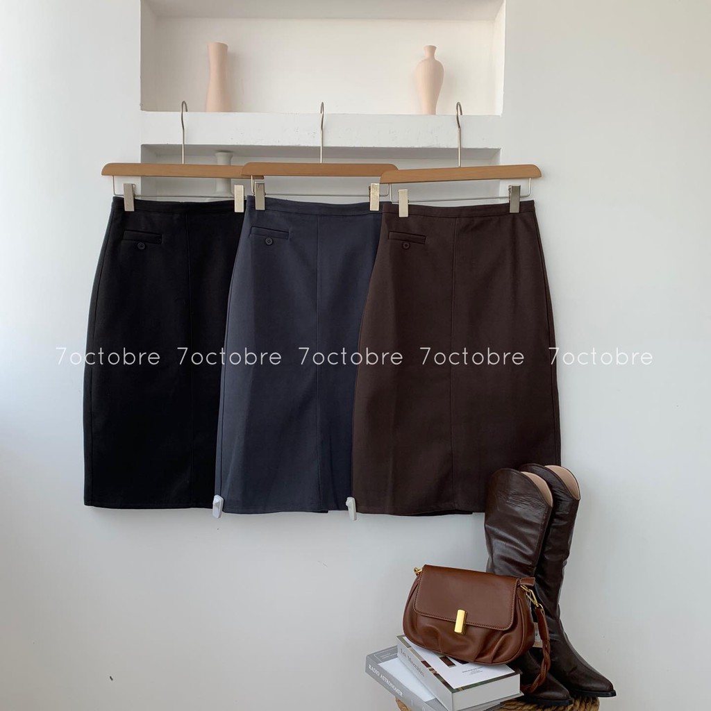 Chân váy dạ dài bút chì
