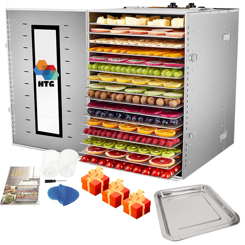 Máy Sấy Thực Phẩm Inox HTG - ST02 - 16 Khay SS304 Chống Rỉ Sét, Chống Rơi, Dung Tích Lớn, Công Suất Lớn, Hàng Chính Hãng