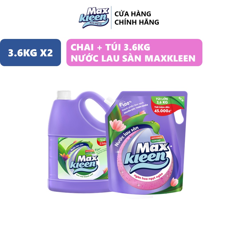 Combo Chai Lau Sàn MaxKleen Ban Mai 3.6kg + Túi Lau Sàn Ngọt ngào 3.6kg