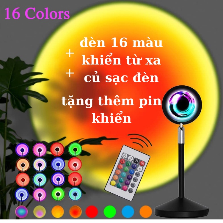 Đèn Hoàng Hôn Chuyển Được 4 Màu -  Đèn Cầu Vồng Chiều cao 27cm, dây USB dài 1.2m, quay 180 độ