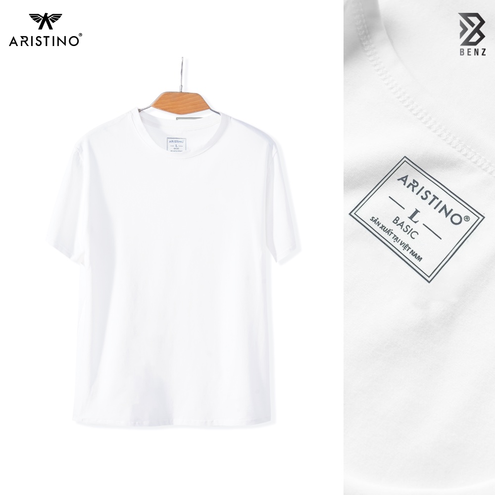 Áo thun nam trắng tay lỡ unisex cổ tròn form rộng cao cấp Aristino vải cotton thoáng mát Benzmen - AC22