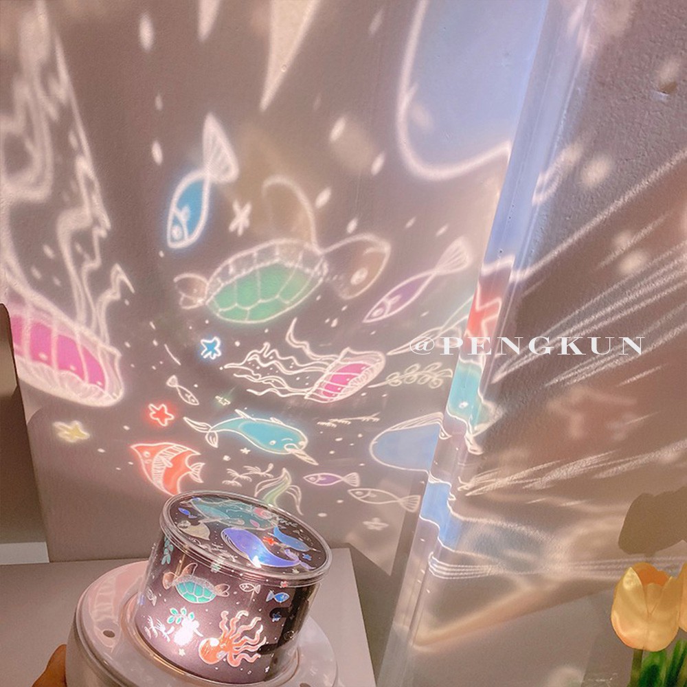 Đèn led Tạo Hiệu Ứng Bầu Trời Đầy Sao/ Đại Dương Có Thể Xoay Được Đa Năng Làm Quà Tặng Sinh Nhật