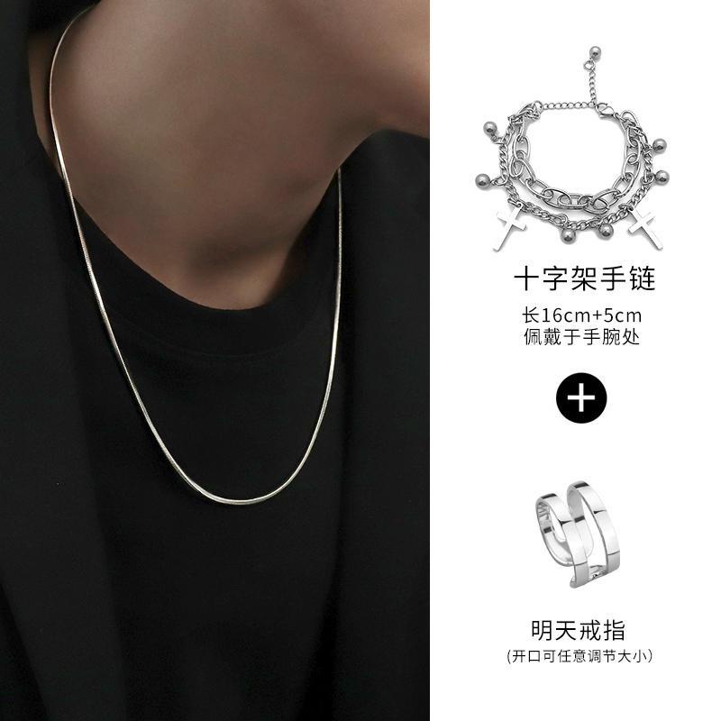 Bán Chạy!F &amp; X Dây Chuyền Xương Rắn Bằng Thép Titan Màu Trơn Cá Tính Dễ Phối Đồ Phong Cách Đường Phố Cho Nam