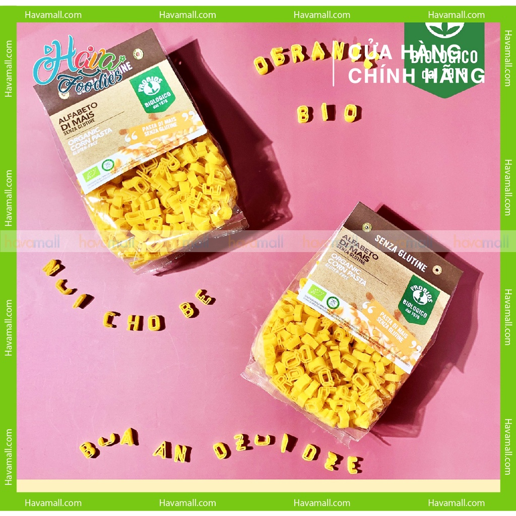 [HÀNG CHÍNH HÃNG] Nui Hữu Cơ Hình Chữ Probios 400gr - Organic Alphabet Shaped Pasta