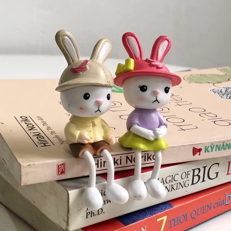 Phụ kiện trang trí chậu cây, tiểu cảnh - Cặp đôi thỏ xinh trang trí cây cảnh, tiểu cảnh