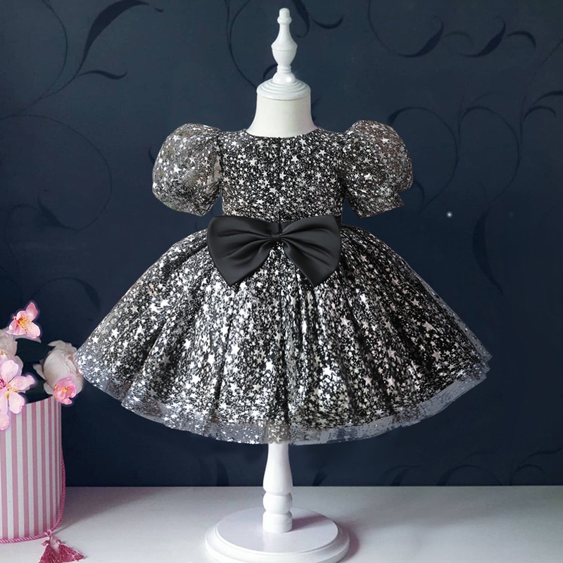 Đầm Công Chúa Đính Kim Sa Lấp Lánh Cho Bé Gái 1 Tuổi 1-5 Tuổi