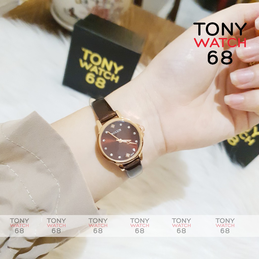 Đồng hồ nữ Bolun dây da mặt ngọc số mặt trời cách điệu size nhỏ chính hãng chống nước | BigBuy360 - bigbuy360.vn