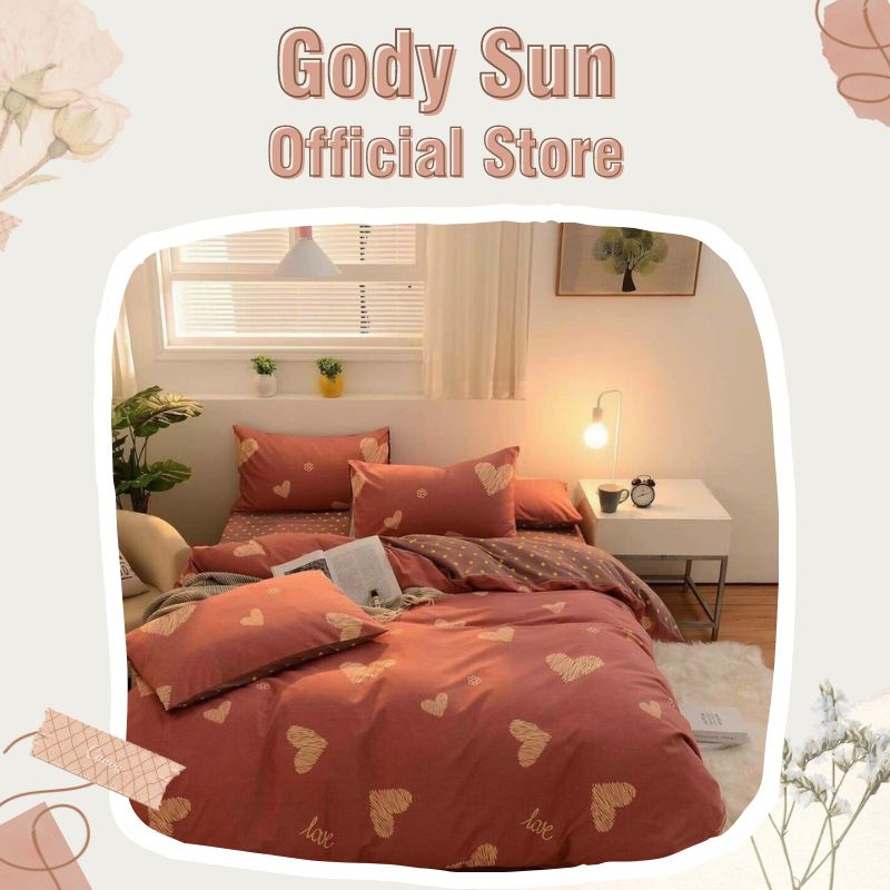 Bộ ga gối poly 1m6x2m/ 1m8x2m/ 2mx2m2 drap giường poly, ga trải giường + 2 vỏ gối nằm Gody Sun