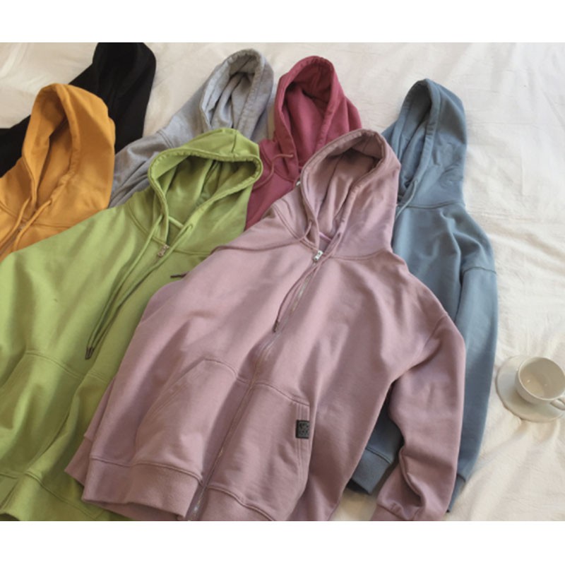 Áo Hoodie Khóa Kéo Thời Trang Đơn Giản Cho Nữ