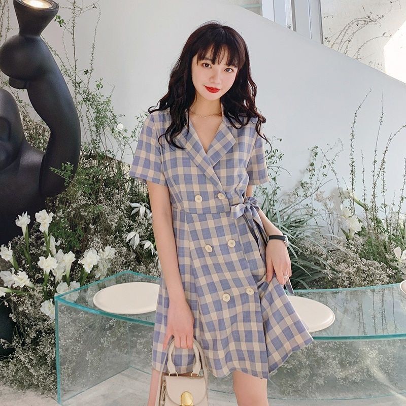 Đầm sơ mi cột dây kẻ sọc thiết kế thời trang cho nữ