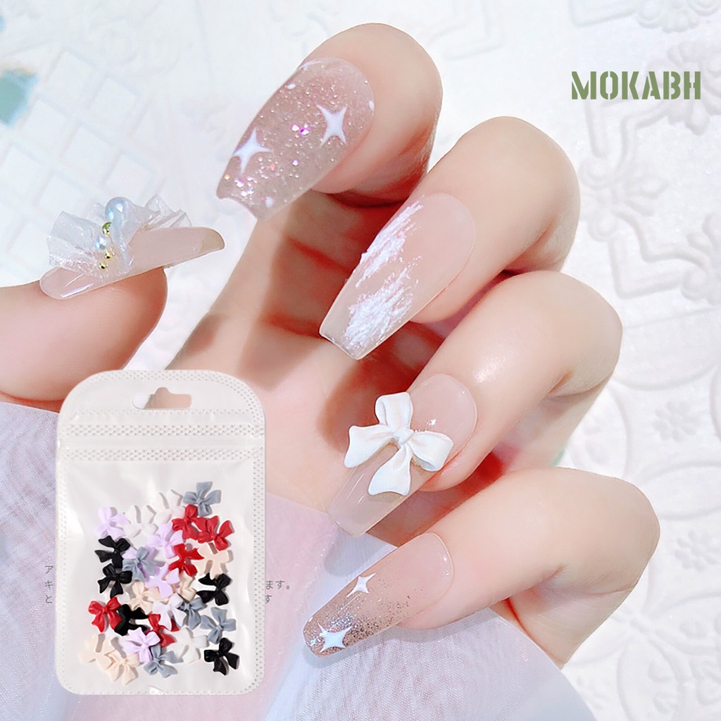 Set 30 Phụ Kiện Đính Trang Trí Móng Tay Hình Nơ 3D DIY