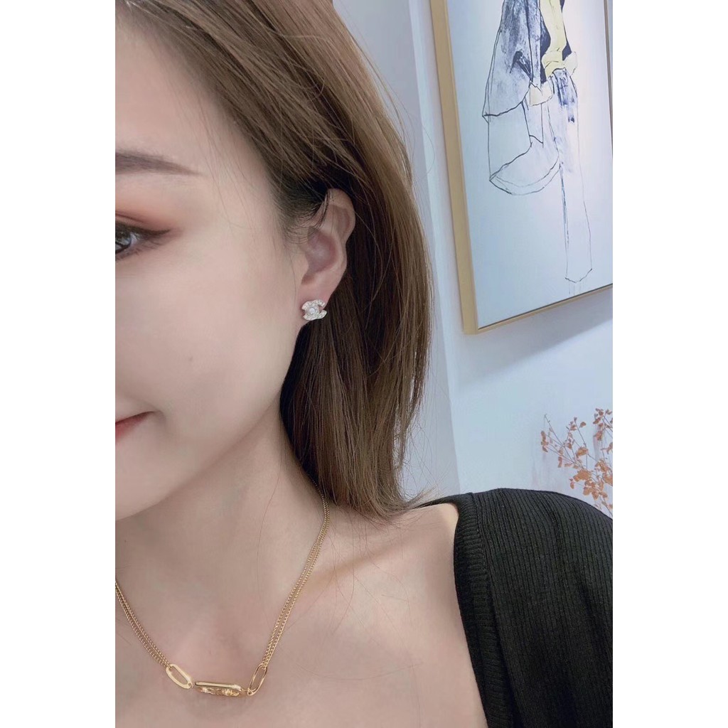 CH bông tai ngọc trai Kim cương khuyên tai nữ vàng