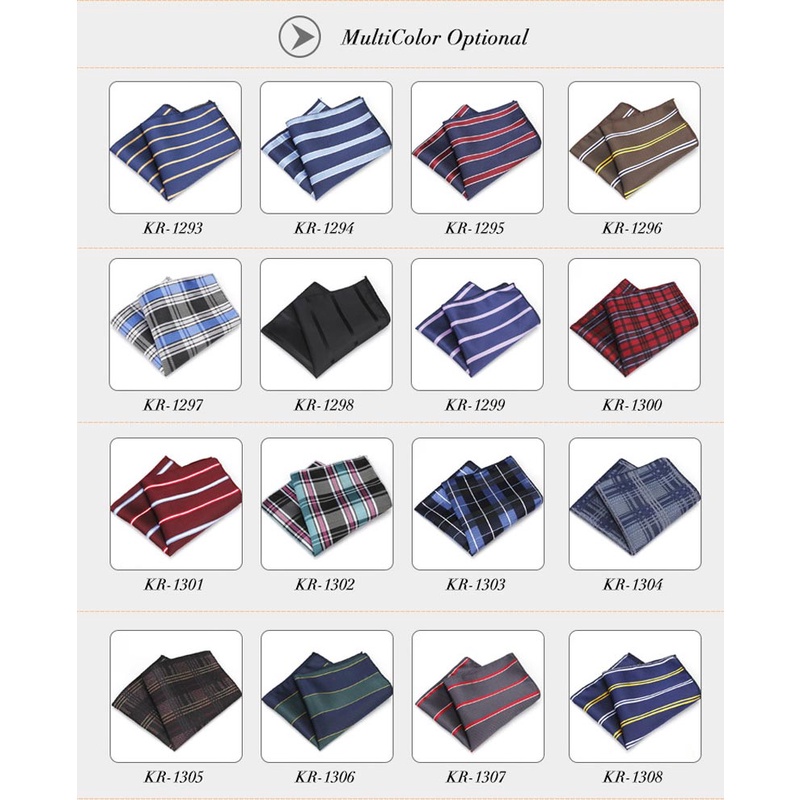Khăn Tay Vuông 22 * 22CM Họa Tiết Sọc Caro / Ca Rô Phong Cách Doanh Nhân Cho Nam