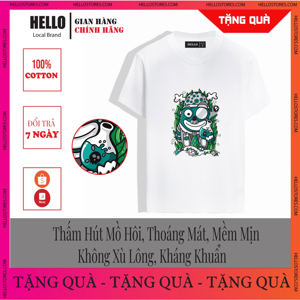 Áo thun from rộng tay lỡ Unisex Áo phông nam nữ tay lỡ form rộng Hello Chất Độc_Ap 45 | BigBuy360 - bigbuy360.vn
