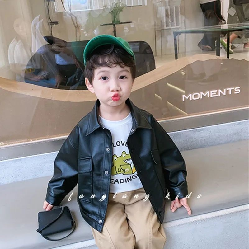 Áo khoác da phong cách Hàn Quốc thời trang mùa thu 2021 dành cho bé trai