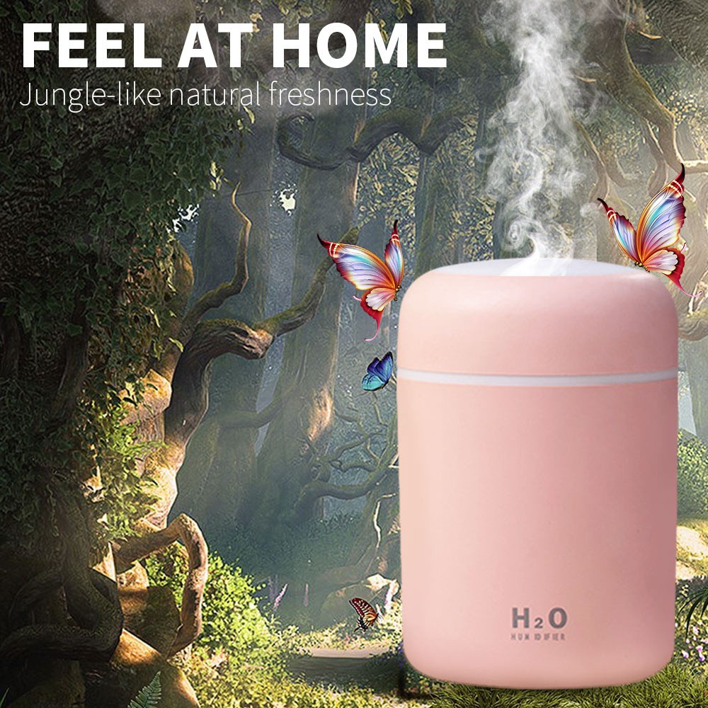 Máy Phun Sương Tạo Độ Ẩm Không Khí 300ml Có Đèn Led Nhiều Màu