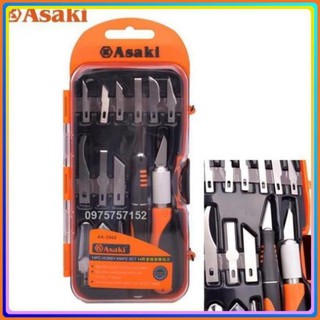 Bộ dao điêu khắc, chạm, trổ, tách, ghép cao cấp 14 chi tiết Asaki AK-3960