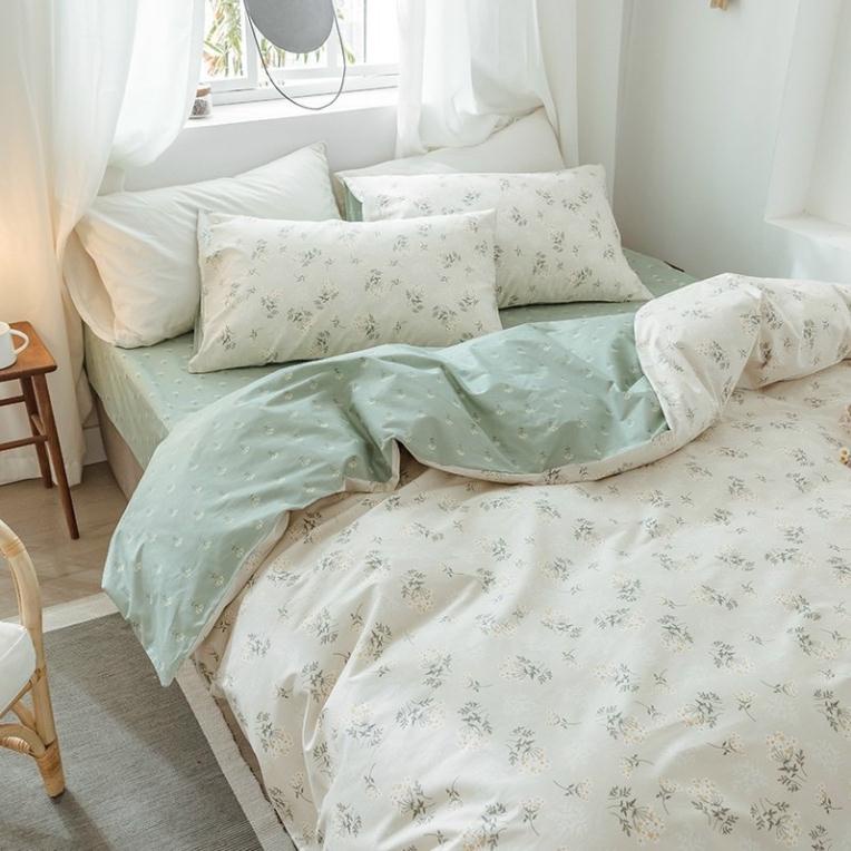 BỘ VỎ GA GỐI COTTON 100% - hoa nhí vintage DREAM TIME