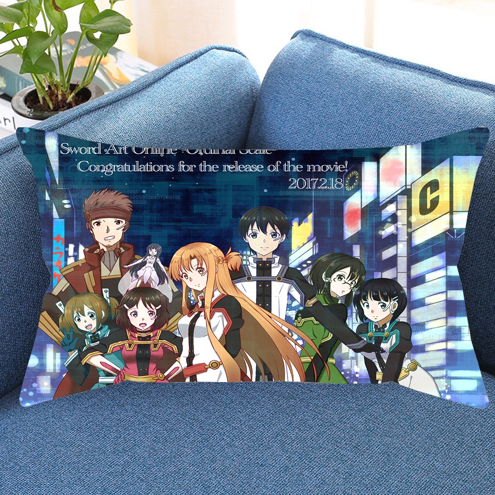 Vỏ Gối Chữ Nhật In Hình Sword Art Online Trang Trí Xe Hơi Ốp