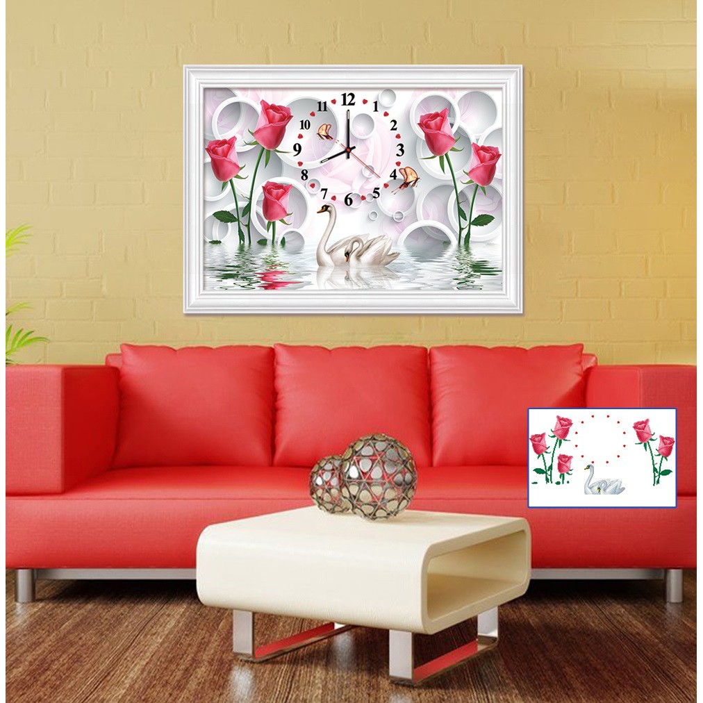 Tranh đính đá đồng hồ ina8062 70x50cm