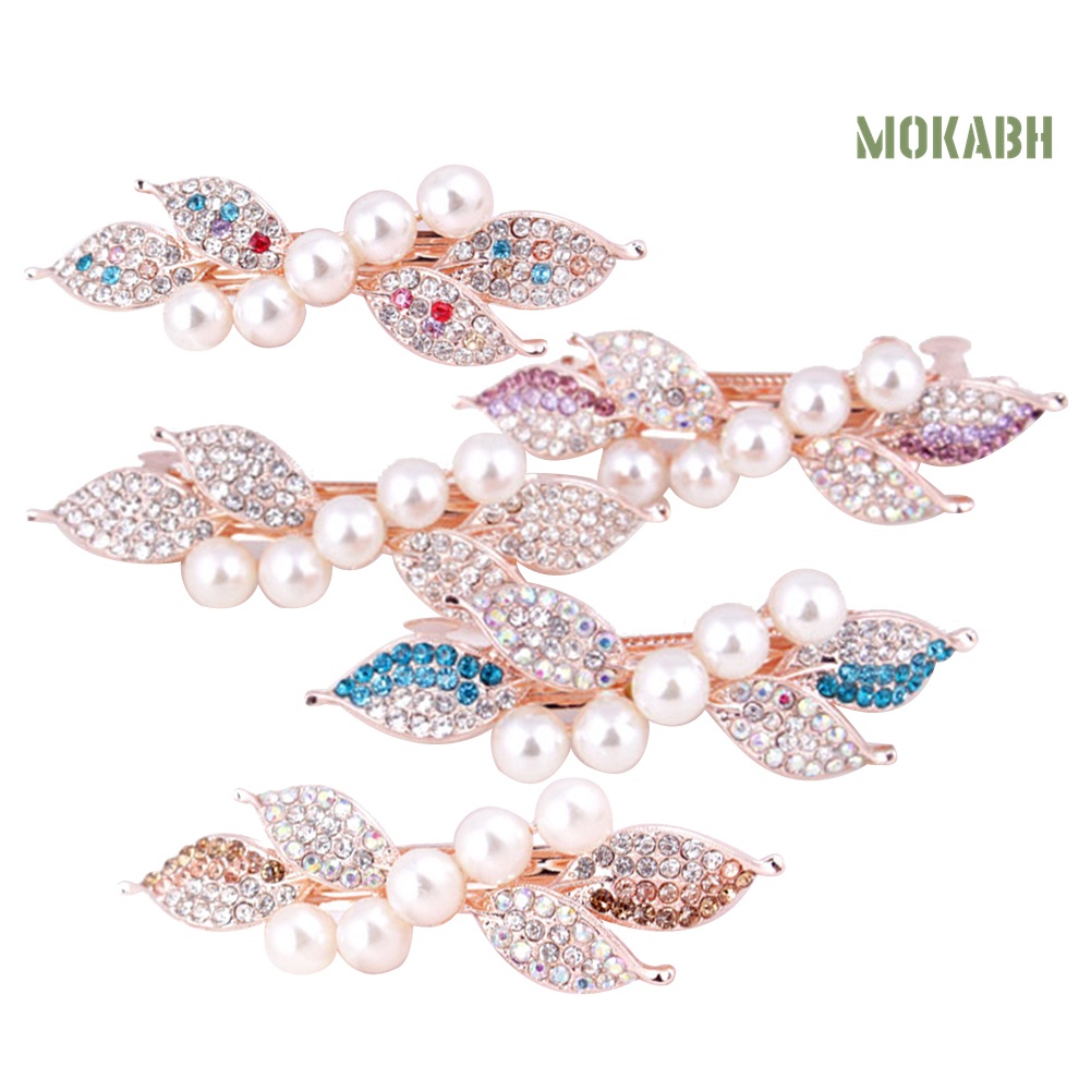 Kẹp Tóc Hình Nơ Đính Ngọc Trai Giả Thanh Lịch Cho Nữ