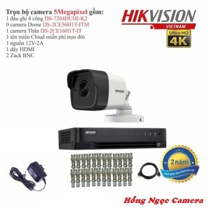 Trọn bộ 1 camera giám sát Hikvision TVI 5 Megapixel DS-2CE16H0T-ITF Full 4K SIÊU NÉT