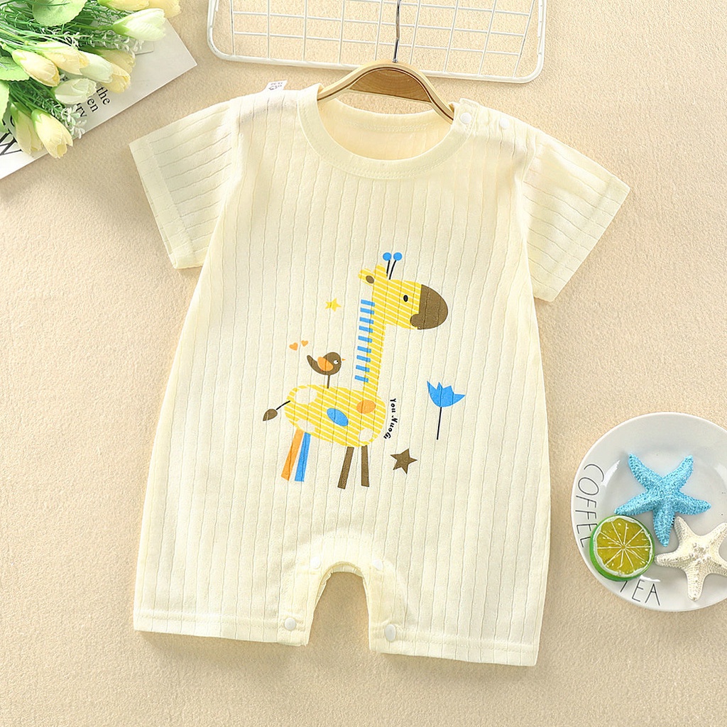 Bộ áo liền quần tay ngắn in hoạt hình dành cho trẻ sơ sinh