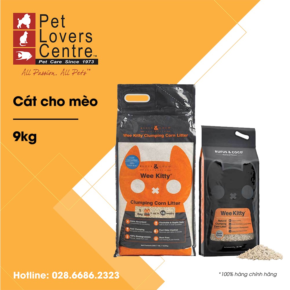 [9kg] Cát vệ sinh cho mèo lõi ngô RUFUS &amp; COCO WEE KITTY CLUMPING CORN LITTER