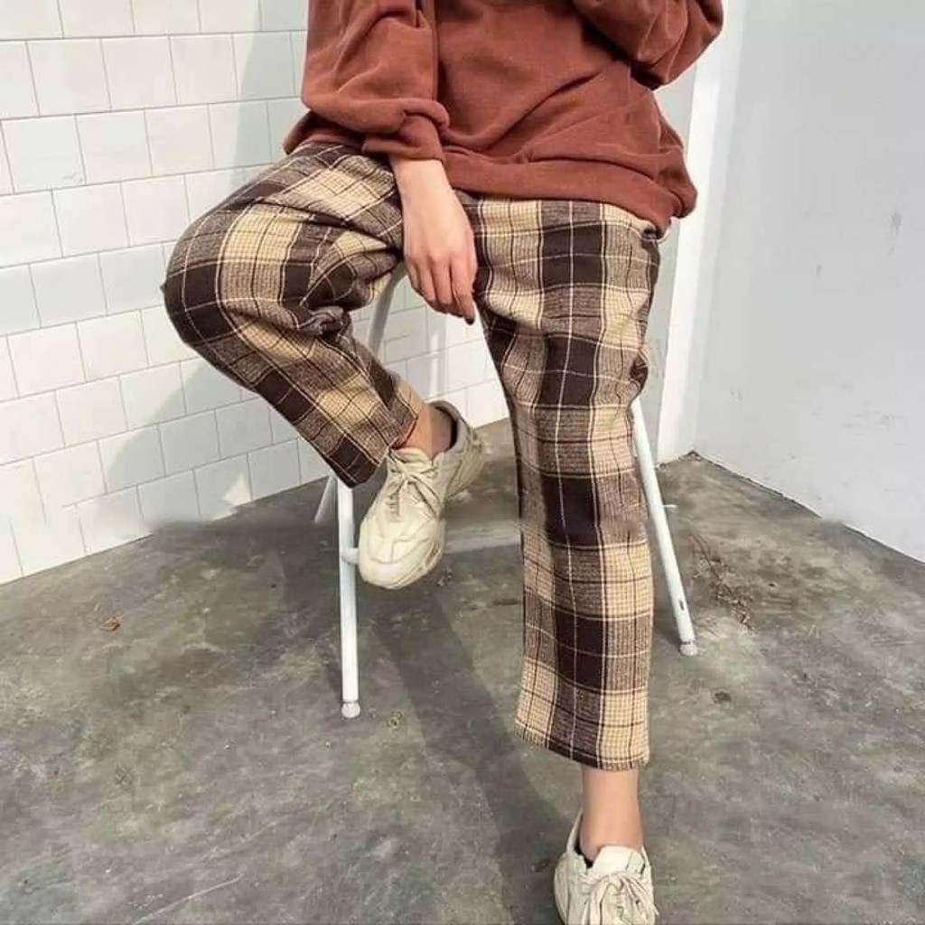 Quần Kẻ Caro Vintage Plaid Pants Dáng Suông Unisex cho nam và nữ