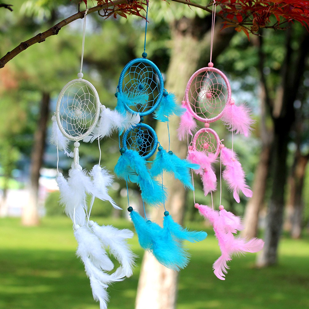 Bùa Đuổi Bắt Giấc Mơ Dream Catcher Có Đèn Led Treo Tường Trang Trí
